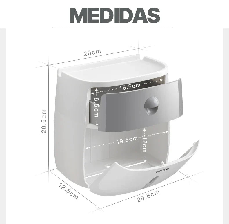 DISPENSADOR DE PAPEL HIGIÉNICO IMPERMEABLE