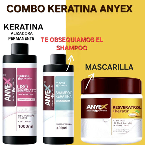 COMBO KERATINA ANYEX + MASCARILLA Y SHAMPOO GRATIS