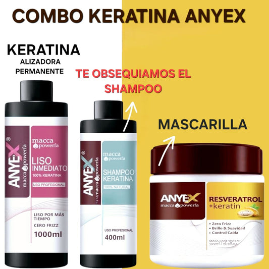 COMBO KERATINA ANYEX + MASCARILLA Y SHAMPOO GRATIS
